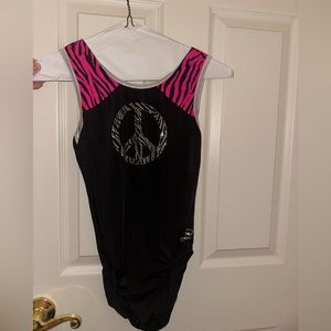 Adult Medium Dream Light Gymnastics Leotard, Gems Peace Sign